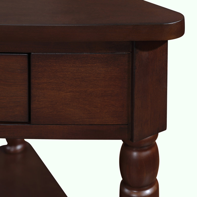 Deshay Wood Storage  Corner Table with Drawers and  Shelves, Light Espresso