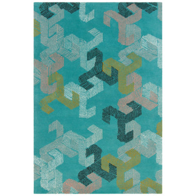Jessica Swift Wool Abstract Area Rug in Blue