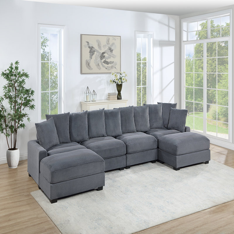 Ensemble de canapé modulaire contemporain gris foncé 6 pièces LAF & RAF 2 pièces