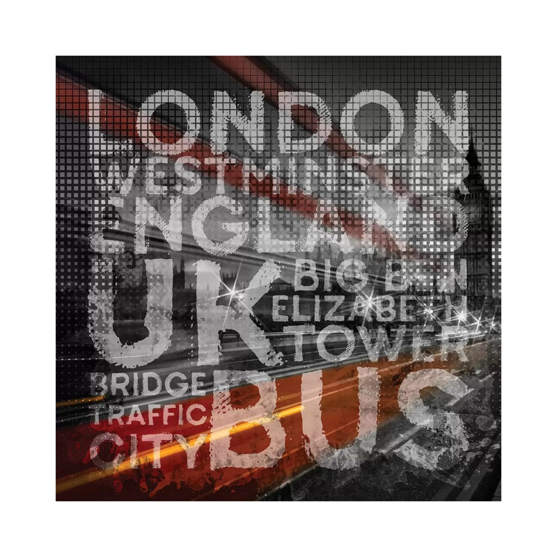 Graphic Art London Westminster Bridge Traffic by Melanie Viola - Wrapped Canvas Print, 30.48 cm H x 30.48 cm W