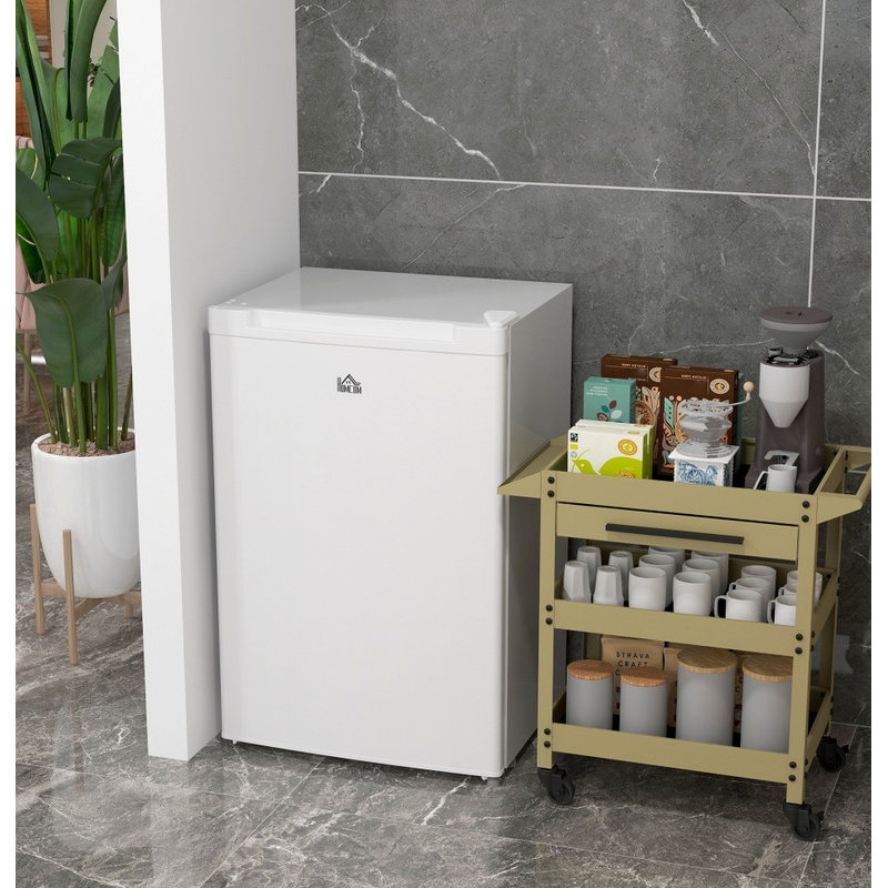 HOMCOM 3.0 Cu.Ft Compact Upright Mini Freezer with Reversible Single Door & Adjustable Thermostat, Small Freezer for Home, Dorm, Apartment & Home Office, White