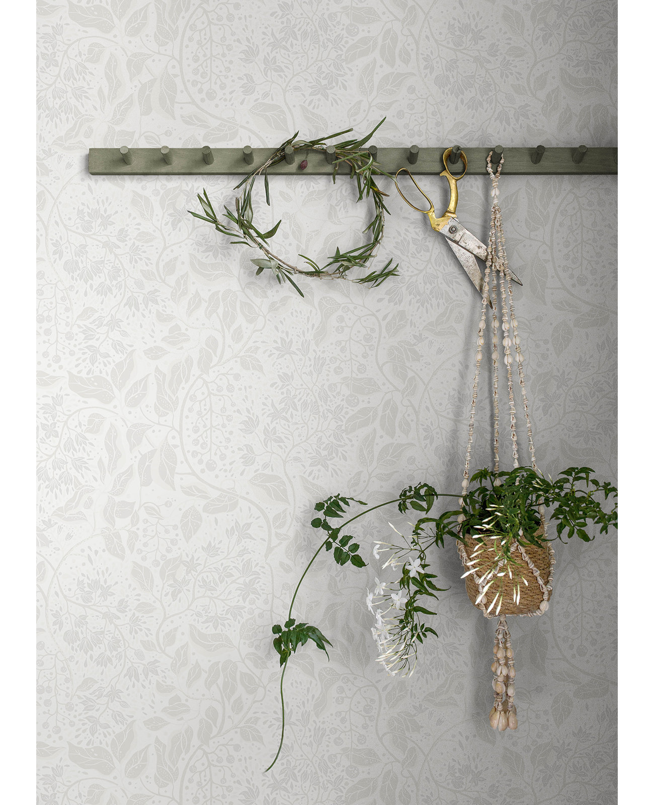 Beachworth Floral Wallpaper, Light Gray