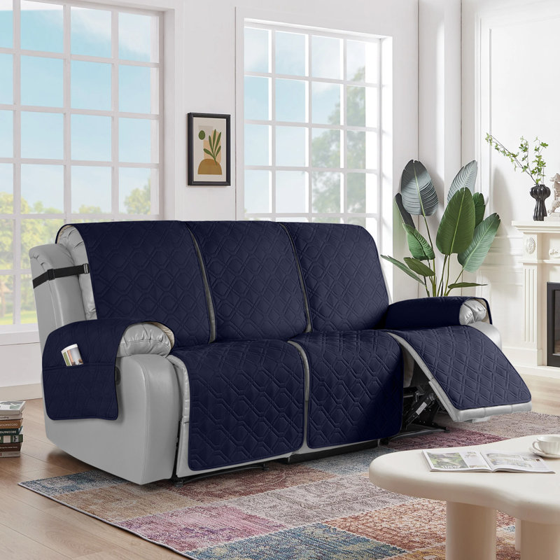 Housse pour canapé inclinable et imperméable Wildee 3 places, Mélange de polyester bleu foncé