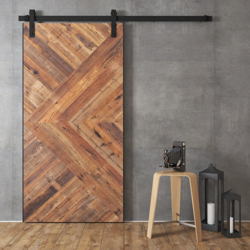 Porte de grange en bois récupéré à panneaux 42 po x 96 po avec quincaillerie d'installation, l 42 po x H 96 po