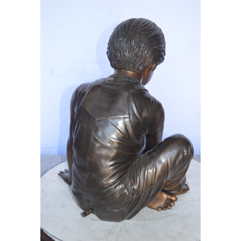 Bronze Boy Push Turtle Fountain