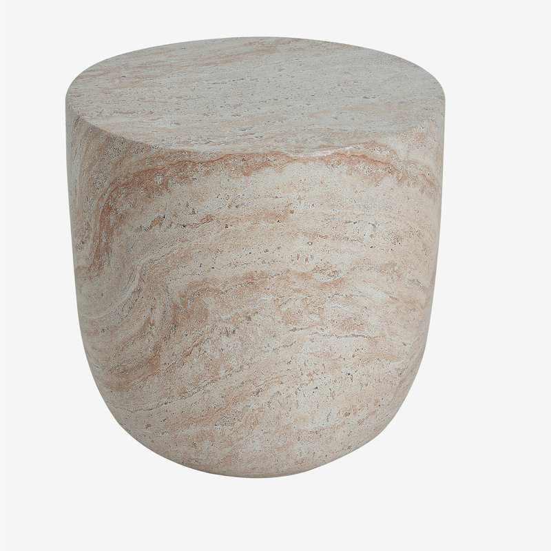 Outdoor/Indoor Lightweight Concrete Side Table,Travertine Finish