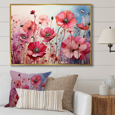 «Pink Crimson Flower Meadow Field VI», reproduction sur toile