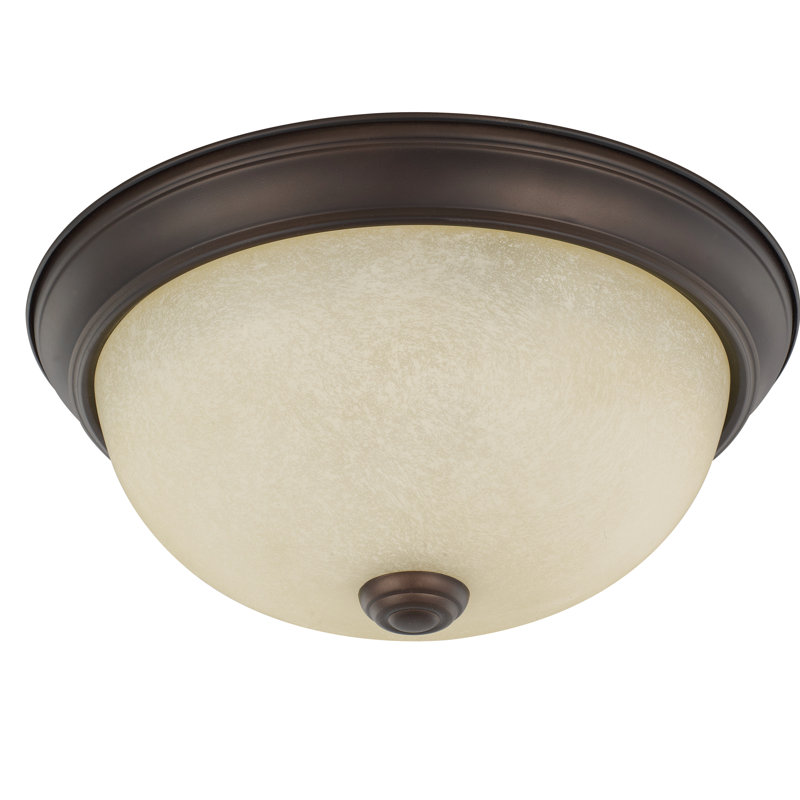 Bronze Indoor/Outdoor Flush Mount Light with Soft White Glass Bowl Shade
