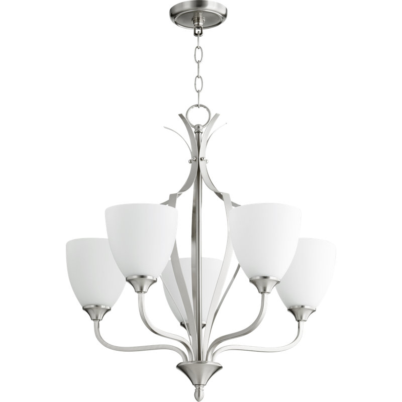 Brookview 5 - Light Dimmable Classic / Traditional Chandelier, Satin Nickel