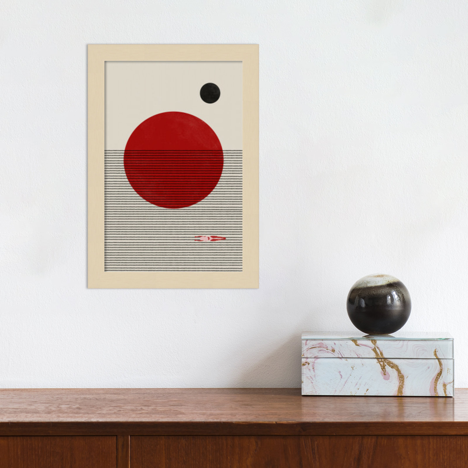 Swimming To You by The MIUUS STUDIO - Framed Art Print, 13" H x 9" W x 1" D, Brown