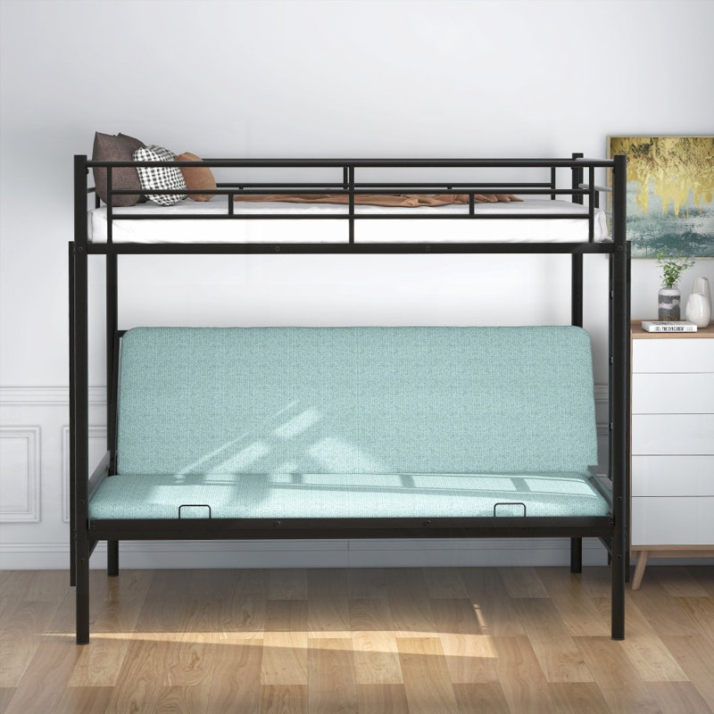 Twin Metal Bunk Bed with Multi-Function &amp; No Box Spring Needed, Black