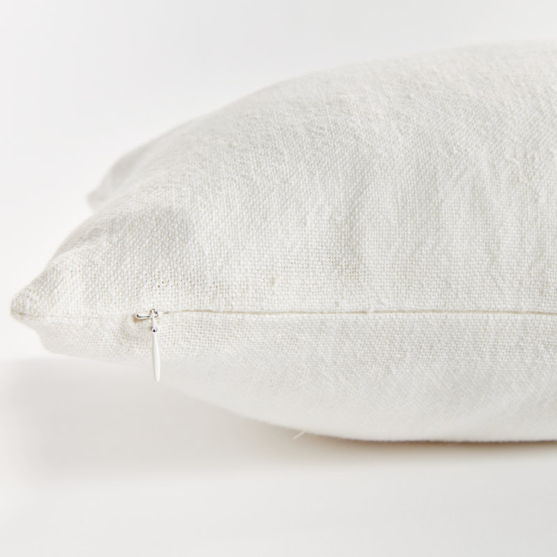 Jules European Flax Fiber Pillow Cover & Insert, Blue/Cream/Color Block, Square 24", Knife Edge