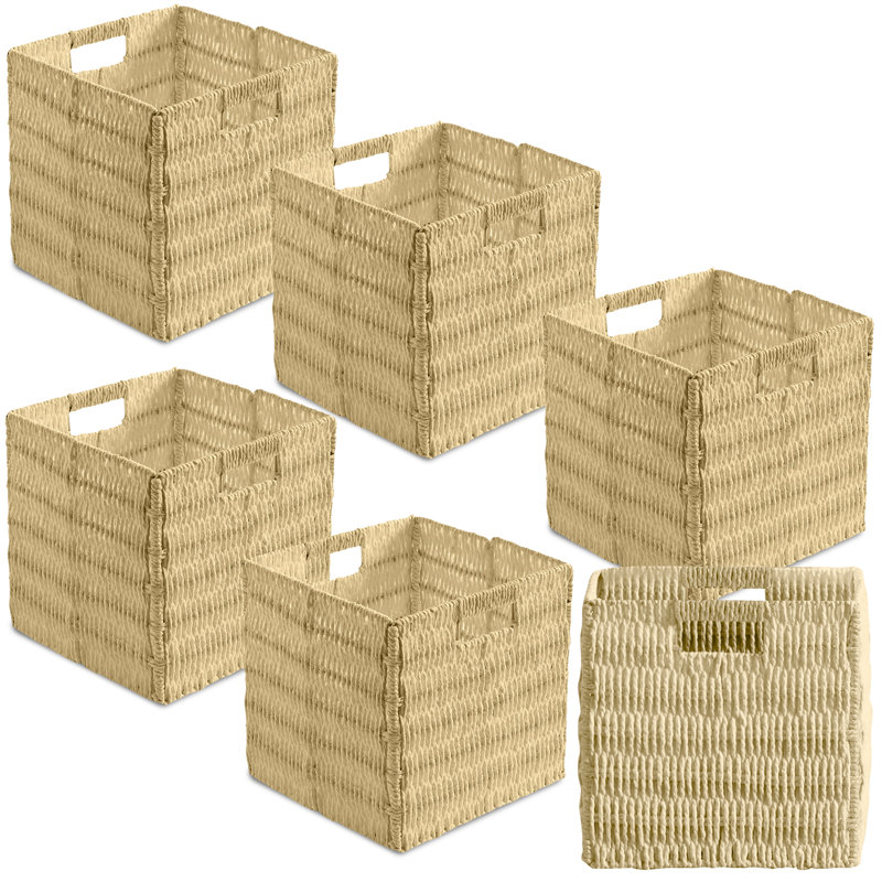Ensemble de 6 paniers-cubes en osier, H 9 po x l 9 po x P 9 po, Tanné