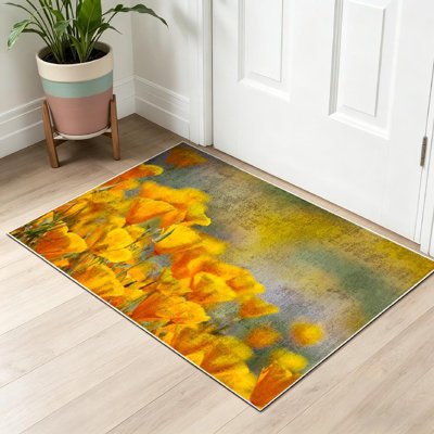 Tapis d'intérieur lavable à la machine Gold en Poppy Diamond Valley Gold
