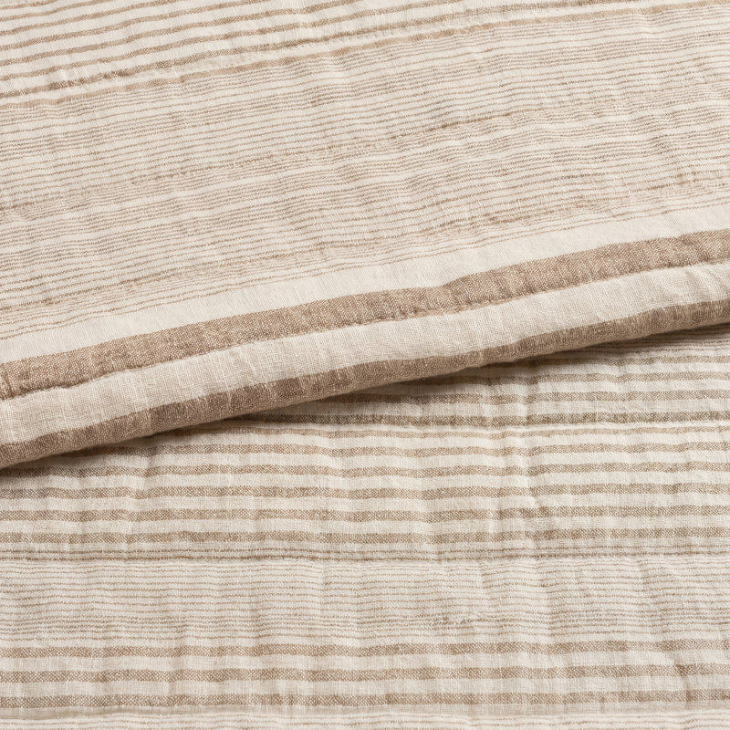 Carolina French Blue Stripe Quilt, King Quilt, Brown