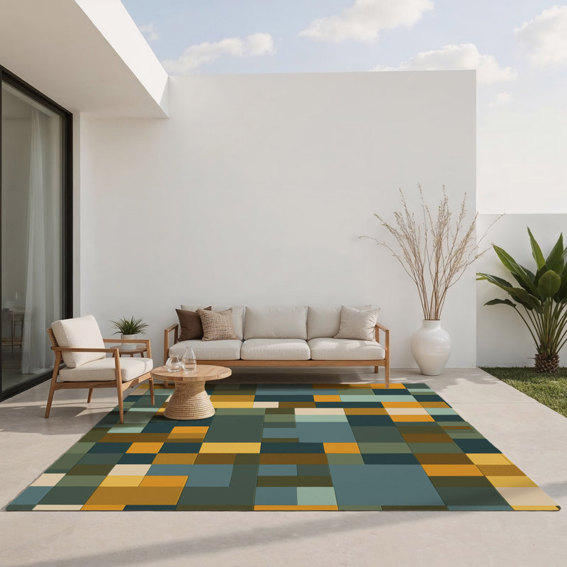 Pixel Forest Indoor And Outdoor Area Rug, Rectangle 4' x 6'