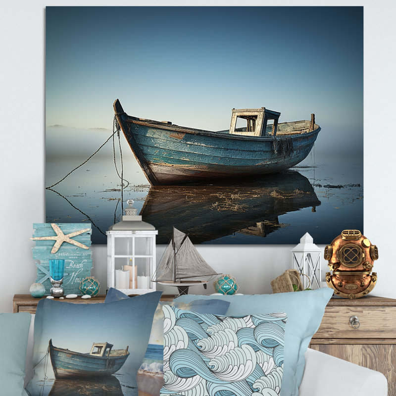 «Coastal Boat Charm in Autumn I», reproduction, Toile tendue, H 16 po x l 32 po x P 1 po