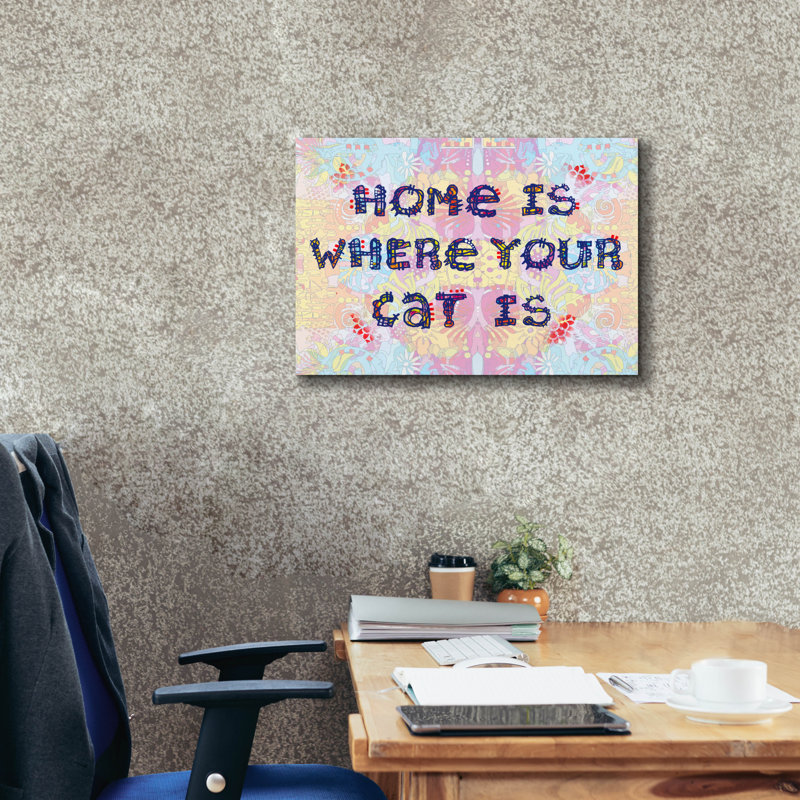 «Home Is Where Your Cat Is» par Dean Russo, art mural sur toile, H 18 po x l 26 po x P 0,75 po