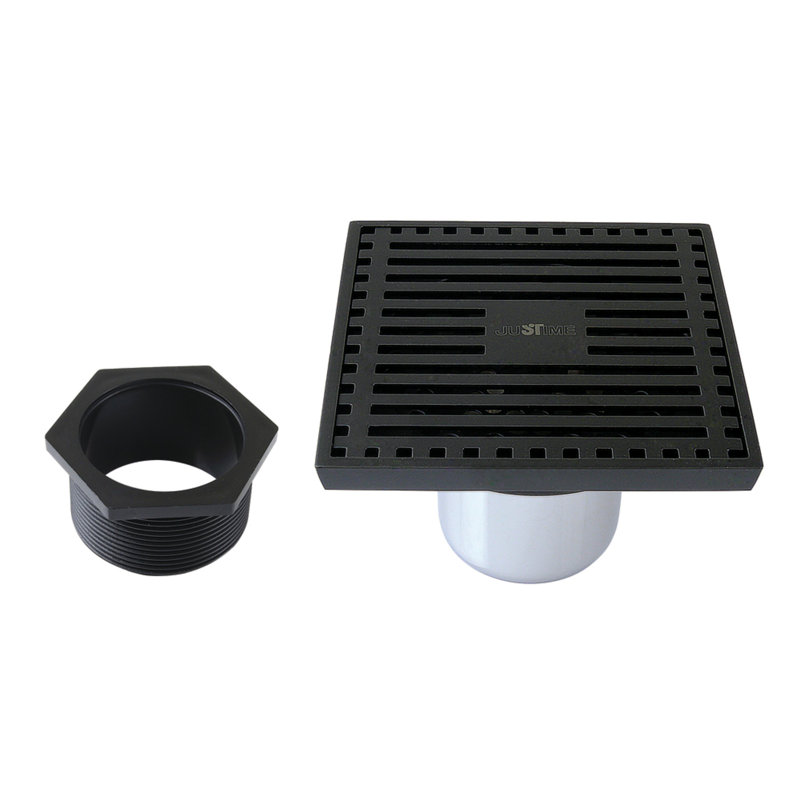 Kingston Brass Watercourse 4-Inch Square Shower Drain, Matte Black