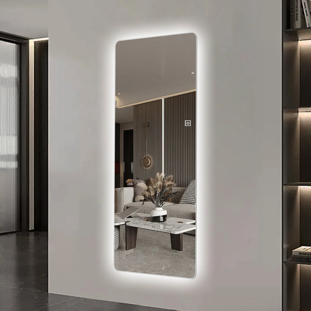 Rectangle 64'' x 21'' LED Frameless Full Body Mirror with 3 Color Modes & Wall Mount Design Ivy Bronx