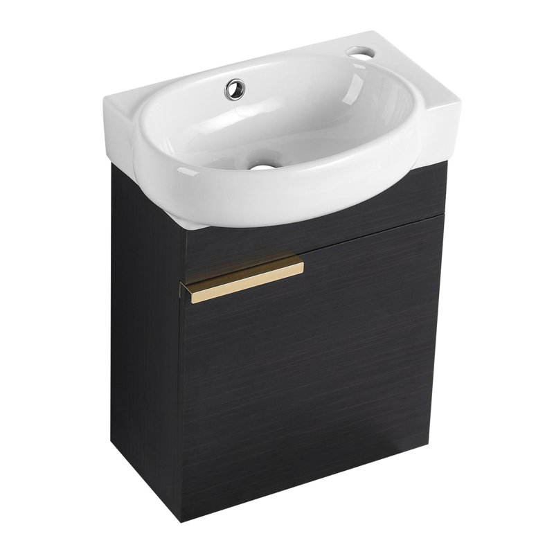 Meuble-lavabo de salle de bain avec lavabo et support de rangement, Black Chestnut