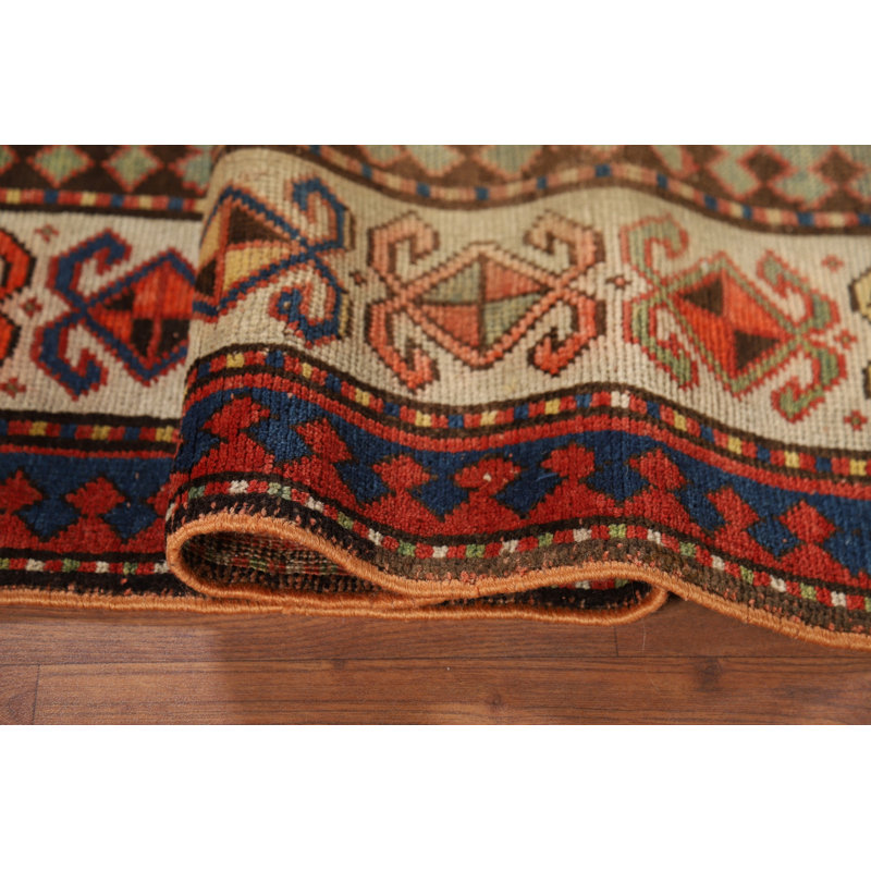 Tapis pré-1900 à motif de teinture de légumes Kazak antique 4 x 6