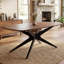 Table de salle à manger 69,3 "à piédestal rectangulaire avec structure en métal pour 4 à 6 personnes-2091089796