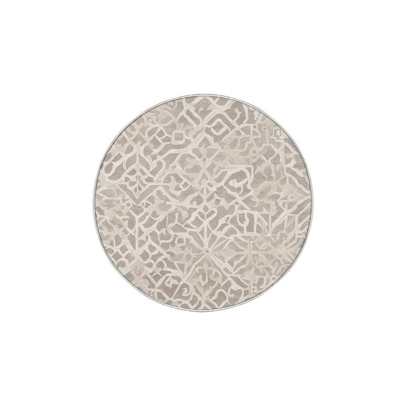 Machine Washable Beige Area Rug, Round 4'