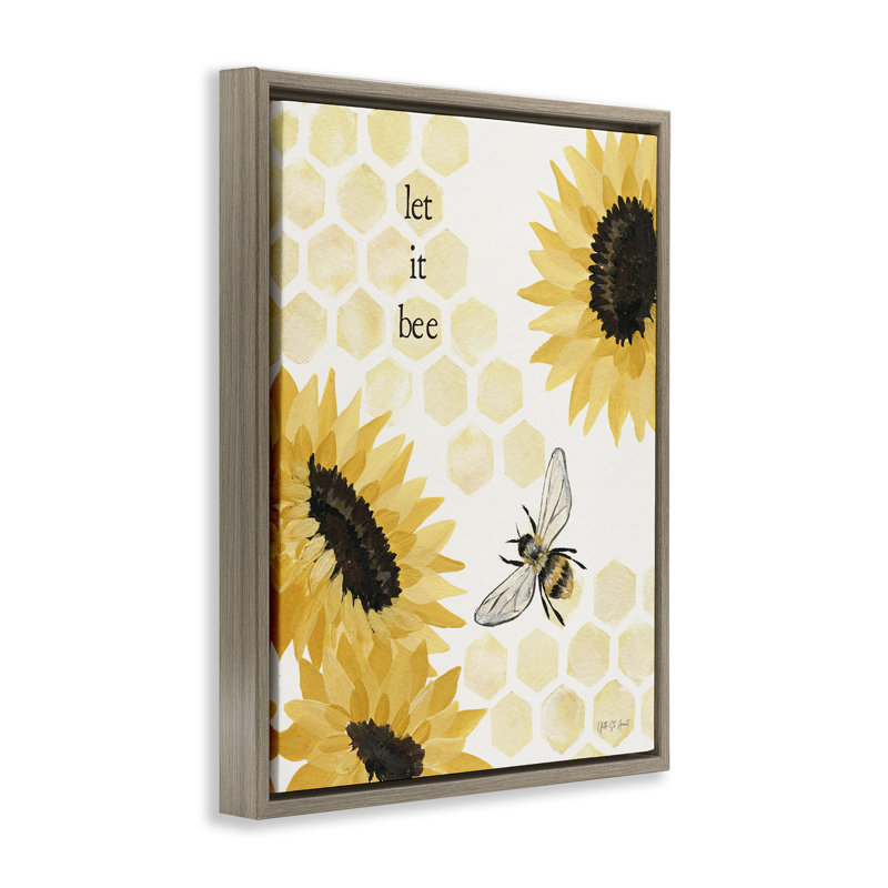 «Let It Bee Honeycomb», art mural encadré flottant par Julia Purinton, Cadre flottant orme Montalcino, H 31 po x l 25 po