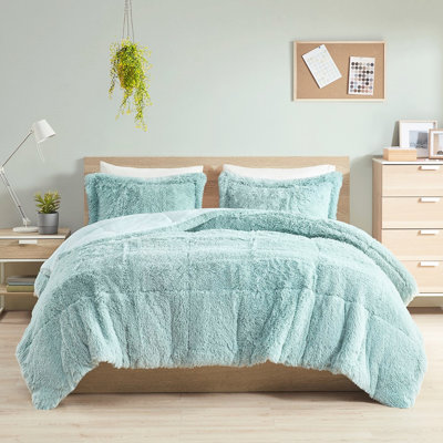 Twin/Twin Xl Comforter - Blue Shaggy Long Fur, , For Xl, Reverse
