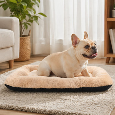 Tapis de cage ultra-doux brun clair 30" x 19" pour chiens moyens, dimensionné pour les cages ou les caisses en métal, avec un design de tapis de niche lavable et un fond antidérapant pour un sommeil confortable.