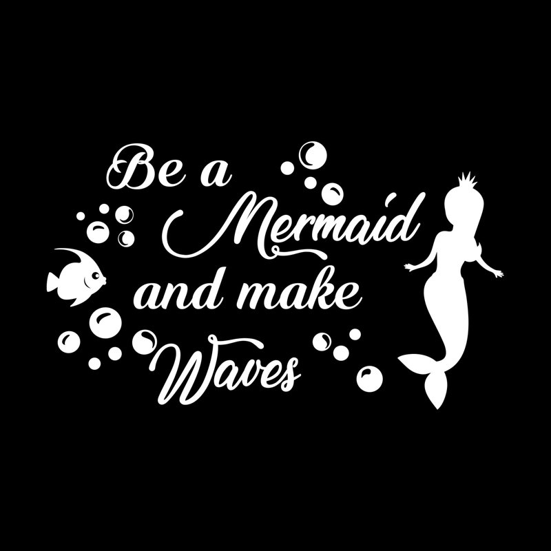 Adhésif décoratif «Be a Mermaid and Make Waves», Blanc, H 33 po x l 57 po