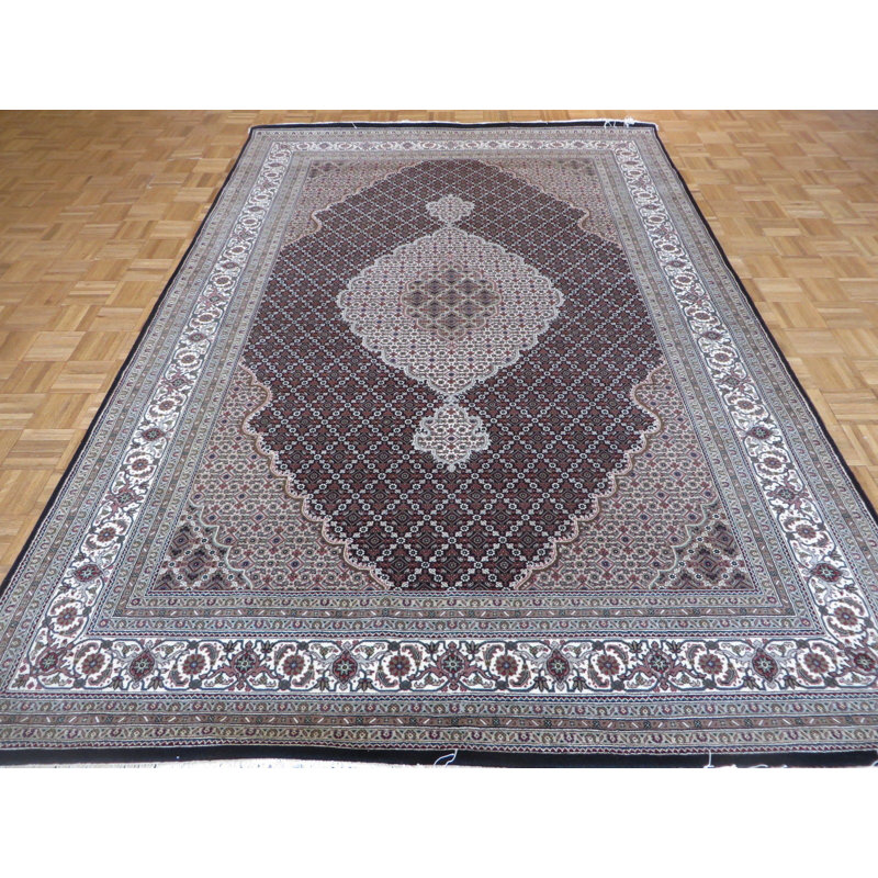 Tapis en laine rouge/gris 6 pi 9 po x 10 pi 1 po one-of-kind-noué la à la main Beaton