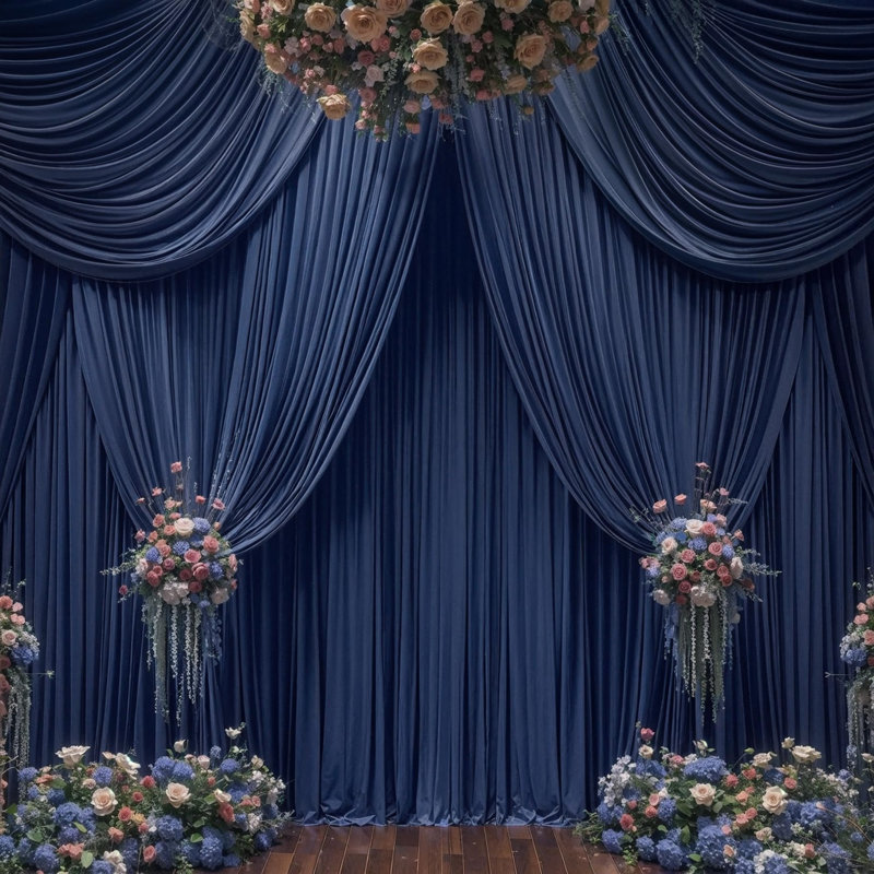 Wrinkle Free Wedding Backdrop Curtains 4 Panels, Navy Blue