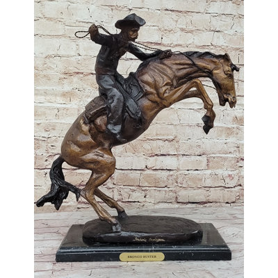 Bronco Buster By Frederic Remington Bronze Statue Sculpture Western Cowboy 17" X 18"