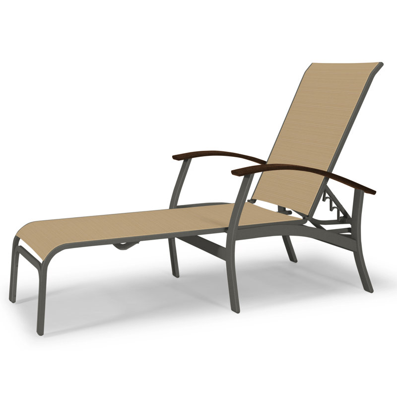 Askar Outdoor Rust-Resistant Metal Chaise Lounge, Atlantis Royal Blue Sunbrella®, Textured Graphite, Kona P10