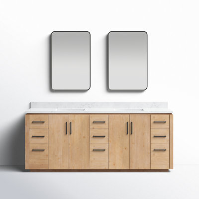 Cloverfield 84'' Double Bathroom Vanity with Cultured Marble Top