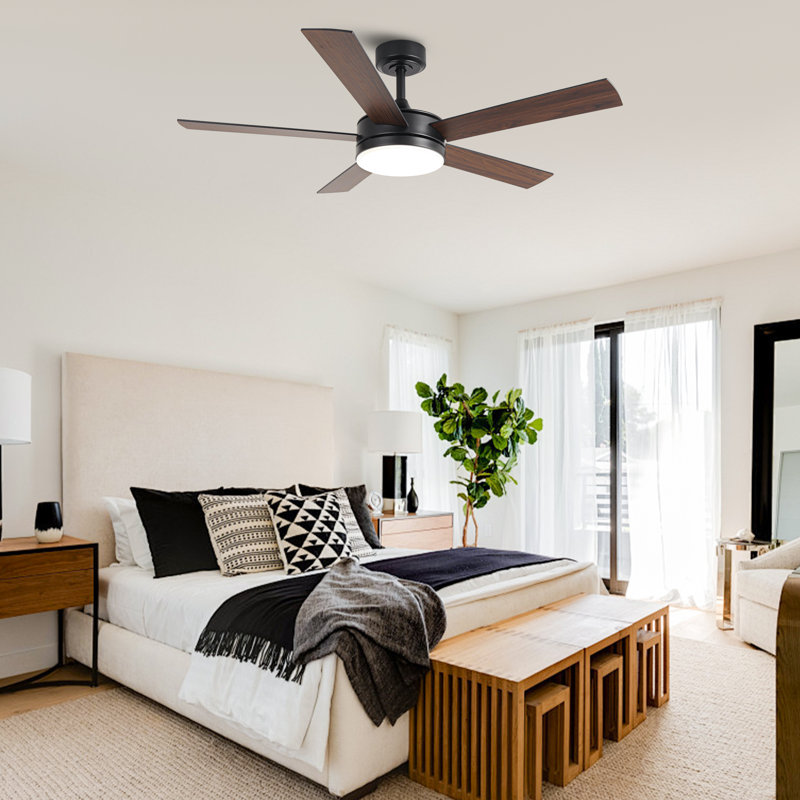 Ventilateur de plafond moderne à intensité variable de 48 po avec 3 lumières à DEL CCT, moteur CC réversible à 6 vitesses, minuterie, télécommande et contrôle d'apps