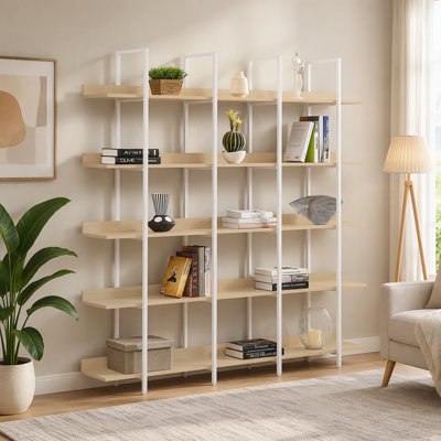 Vintage Industrial Style 5 Tier Bookcase Home Office Open Bookshelf