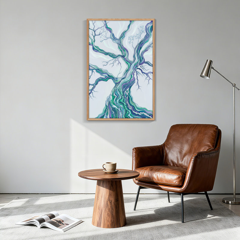 Ensemble de 1 tableau abstrait sur toile représentant un arbre, H 24 po x l 18 po, Naturel