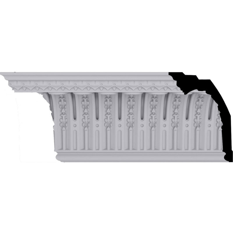 Primed White Geometric Polyurethane Crown Moulding Sample, 12" Length