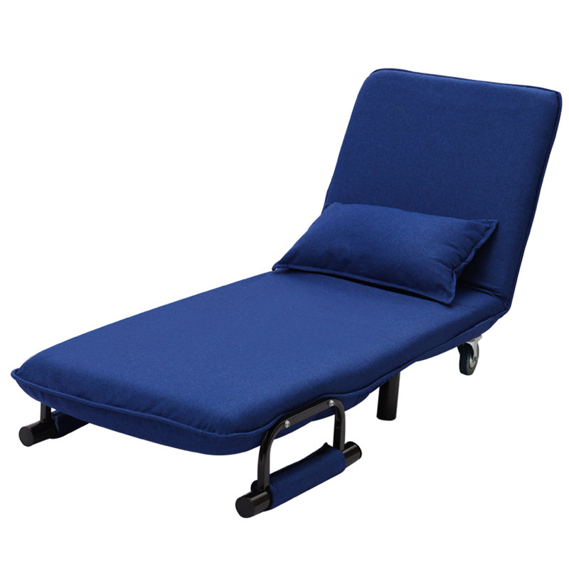 Single Bed 83" H Upholstered Accent Chair with Wheel, Blue