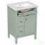 Meuble-lavabo de 24 pouces avec lavabo, armoire en bois massif et panneau de fibres à densité moyenne avec un tiroir rabattable, deux tiroirs standard et une tablette réglable, meuble-lavabo vert autoportant pour le rangement de la salle de bain