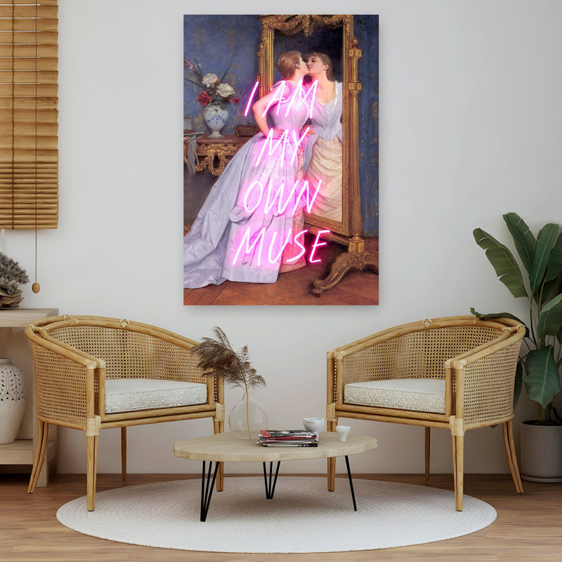 My My Muse Neon Classic Elegant Modern Portrait, art mural, 60" H x 40" W