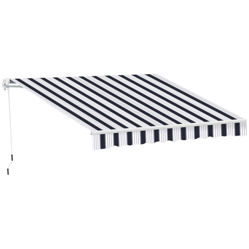 Dakota Fields 250cm W x 200cm D Polyester Cover Retractable Patio Awning, Blue/White, 250 cm W x 200 cm D