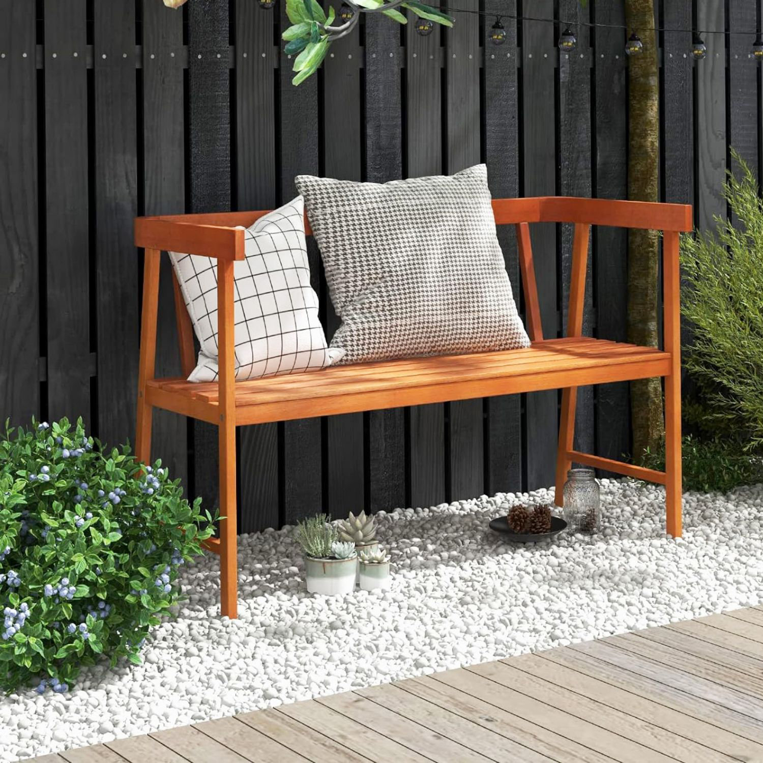 Andiel Solid Wood Eucalyptus Outdoor Bench