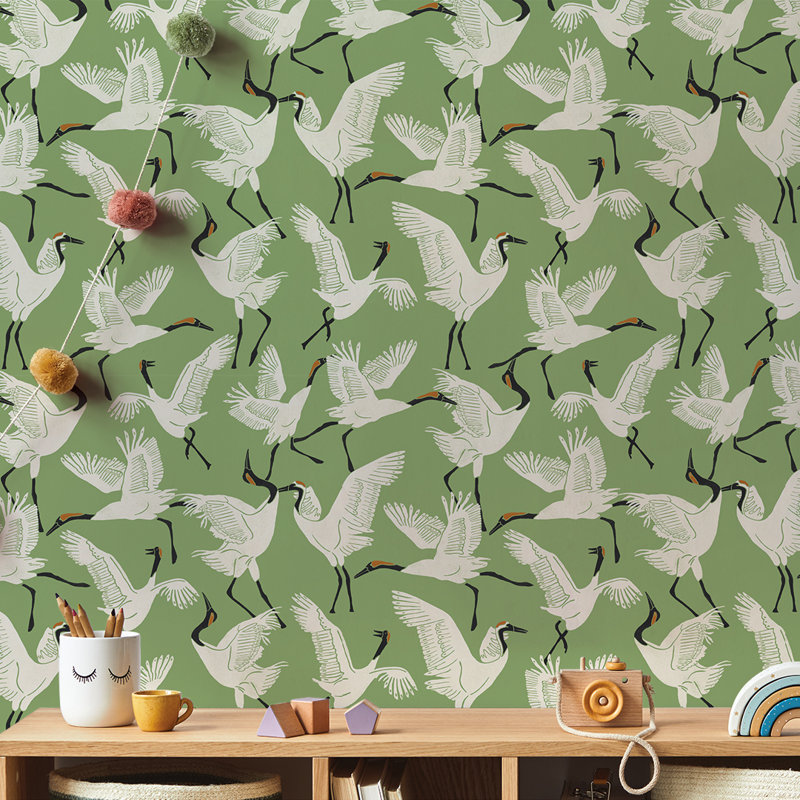 «Family of Cranes» par Novogratz, Vert Waverly