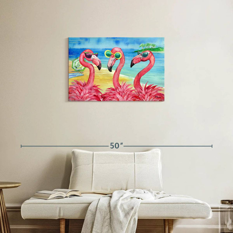 Flamant, copines, horizontal, H 20 po x l 30 po