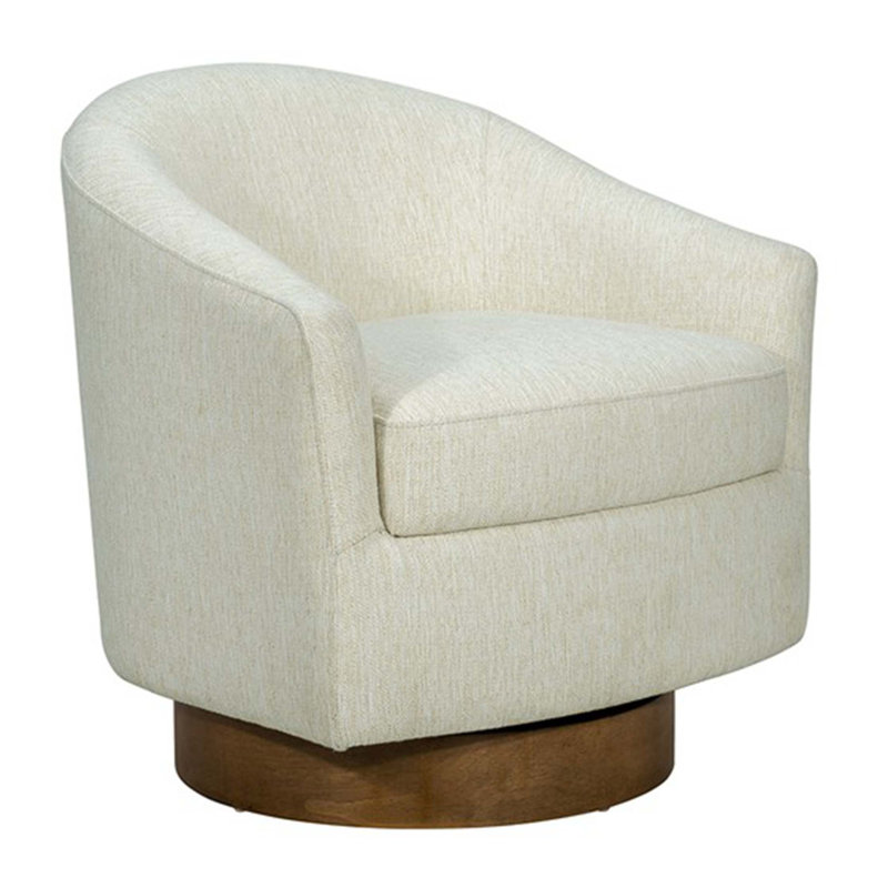 Chaise pivotante rembourrée avec base en bois