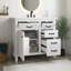 Meuble-lavabo de 36 po en MDF blanc avec comptoir en céramique, 2 tiroirs rabattables et 2 tiroirs standard, armoire de rangement autoportante à tablette réglable-660774746-660774747